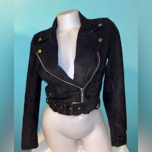 ARITZIA Talula MORTON JACKET Faux Suede Biker Moto BLACK XS